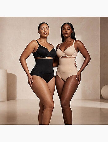 OZABI Slip modellanti da donna a vita alta, confezione da 2, nero e color carne