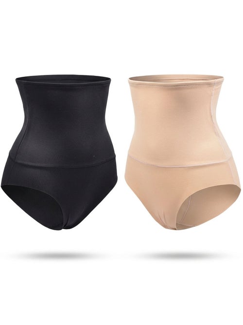 OZABI Slip modellanti da donna a vita alta, confezione da 2, nero e color carne - Kiabi