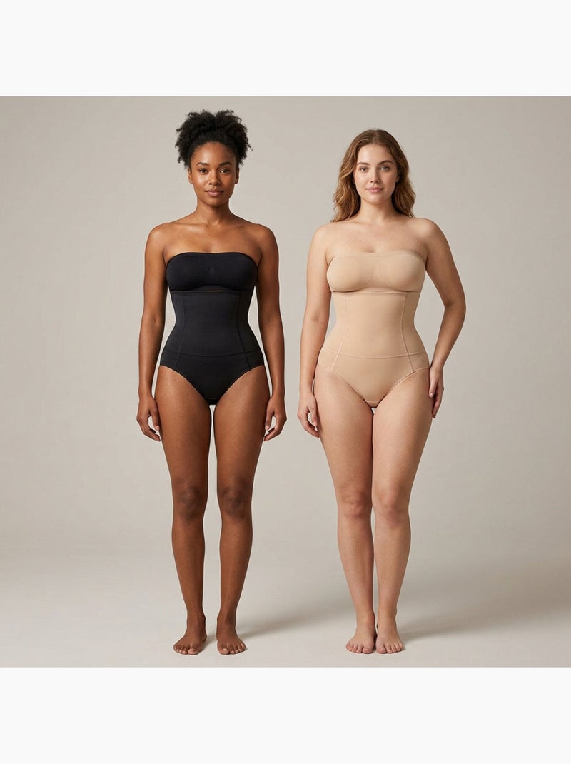 OZABI Slip modellanti da donna a vita alta, confezione da 2, nero e color carne Beige/Nero - Kiabi