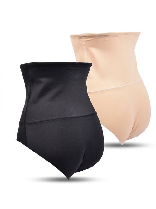 OZABI Slip modellanti da donna a vita alta, confezione da 2, nero e color carne - Kiabi