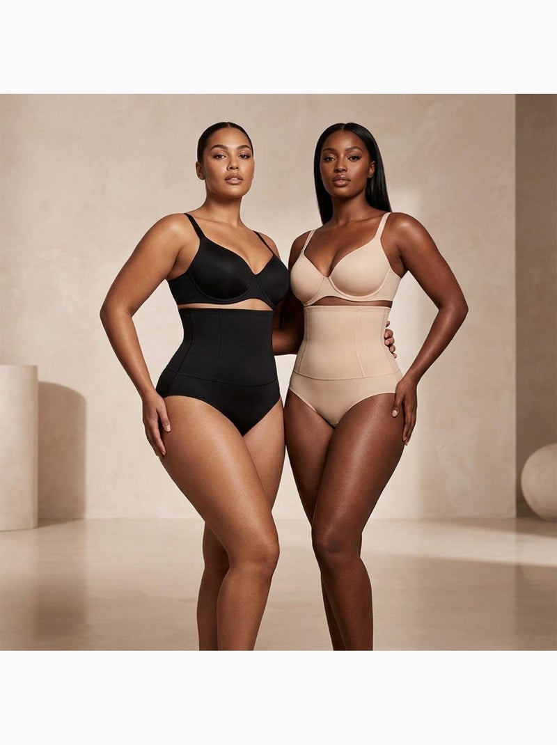 OZABI Slip modellanti da donna a vita alta, confezione da 2, nero e color carne Beige/Nero - Kiabi