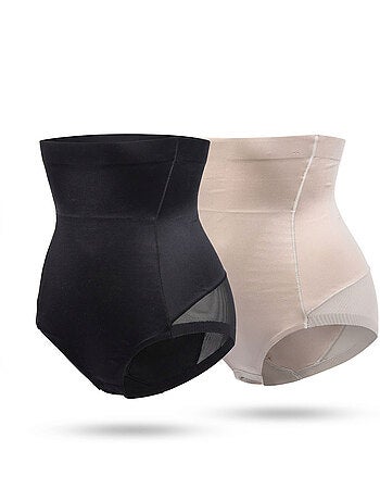 OZABI Slip modellanti da donna a vita alta, confezione da 2, nero e color carne