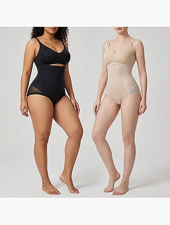 OZABI Slip modellanti da donna a vita alta, confezione da 2, nero e color carne