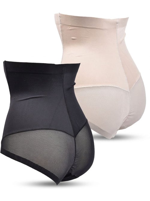 OZABI Slip modellanti da donna a vita alta, confezione da 2, nero e color carne - Kiabi