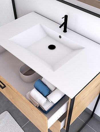 Pacchetto bagno con specchio e lavabo in ceramica