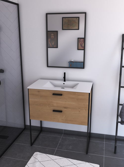 Pacchetto bagno con specchio e lavabo in ceramica - Kiabi