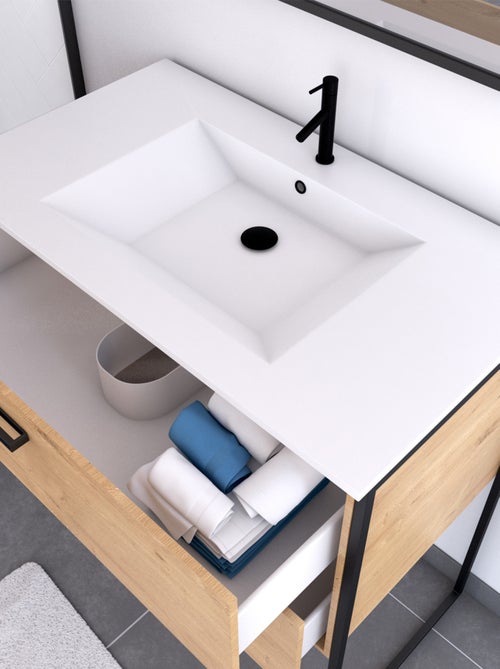Pacchetto bagno con specchio e lavabo in ceramica - Kiabi
