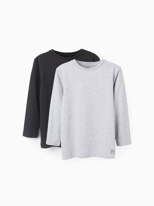 Pacco da 2 T-shirt a manica lunga in cotone - Kiabi
