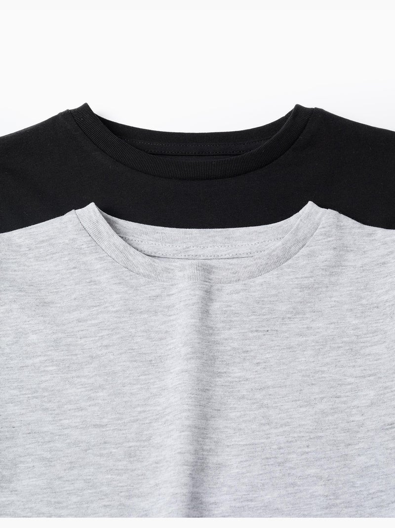 Pacco da 2 T-shirt a manica lunga in cotone Nero Nero - Kiabi