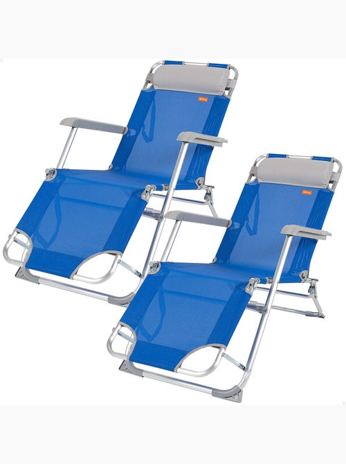 Pack 2 lettini da spiaggia pieghevoli a 3 posizioni con cuscino aktive - Kiabi