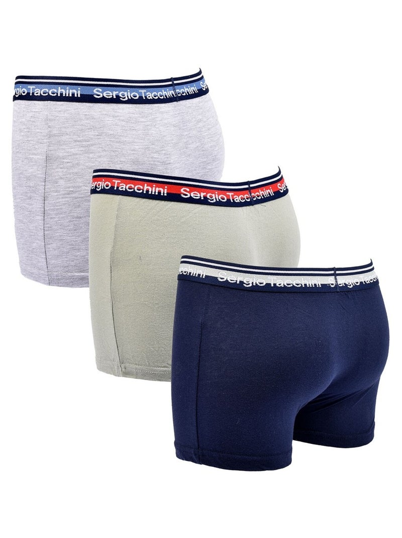 Pack Boxer Bambino SERGIO TACCHINI - Confezione da 3 Blu Verde Grigio - Kiabi