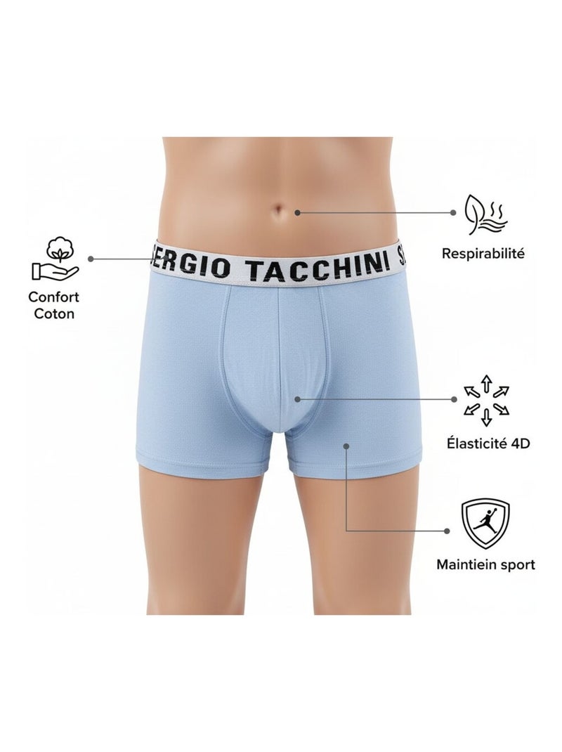 Pack Boxer Bambino SERGIO TACCHINI - Confezione da 4 Blu Grigio Nero - Kiabi