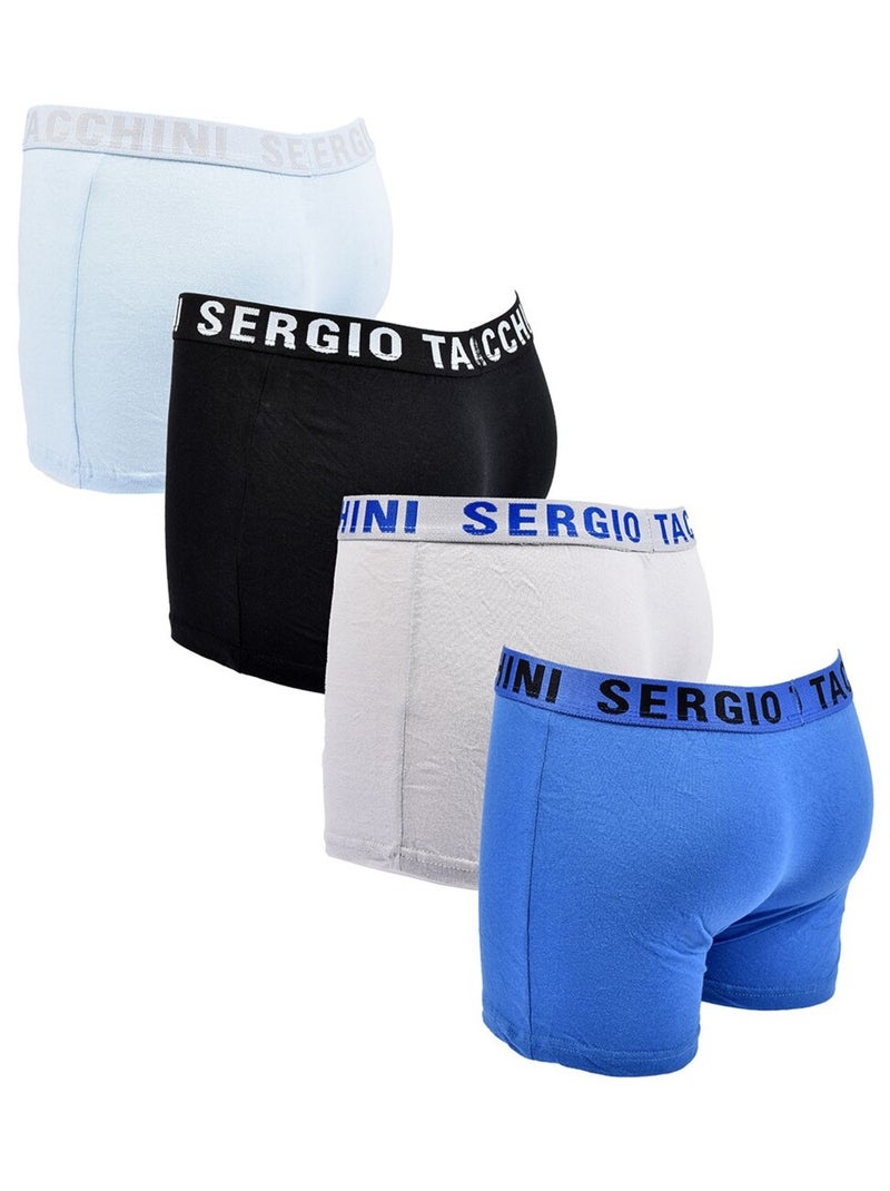 Pack Boxer Bambino SERGIO TACCHINI - Confezione da 4 Blu Grigio Nero - Kiabi