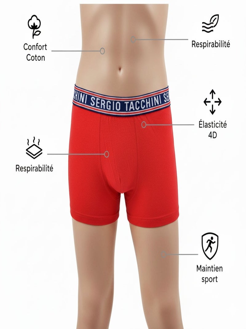 Pack Boxer Bambino SERGIO TACCHINI - Confezione da 4 Nero Rosso Grigio - Kiabi
