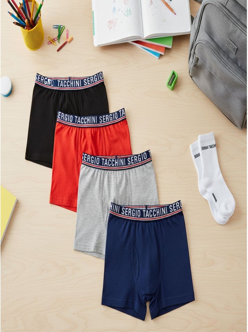 Pack Boxer Bambino SERGIO TACCHINI - Confezione da 4 Nero Rosso Grigio - Kiabi