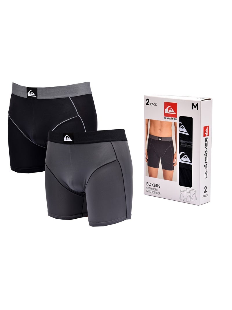 Pack da 2 Boxer Uomo QUIKSILVER Microfibra Sport Nero Grigio - Kiabi