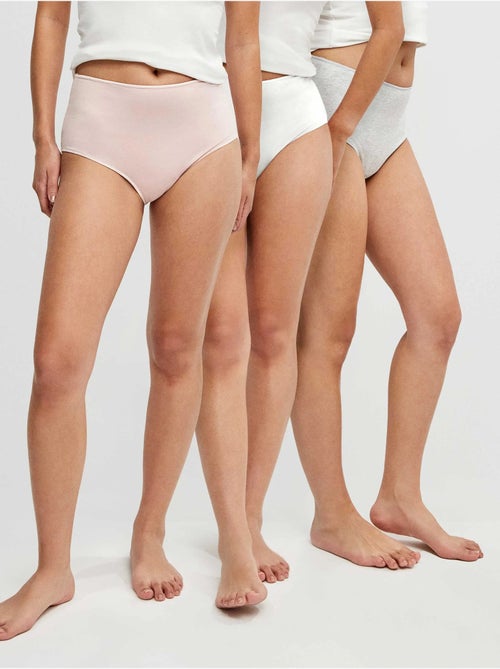 Pack de 3 bragas altas en tejido de algodón - Kiabi