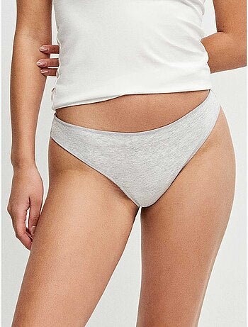 Pack de 3 bragas brasileñas en tejido de algodón con detalle de encaje