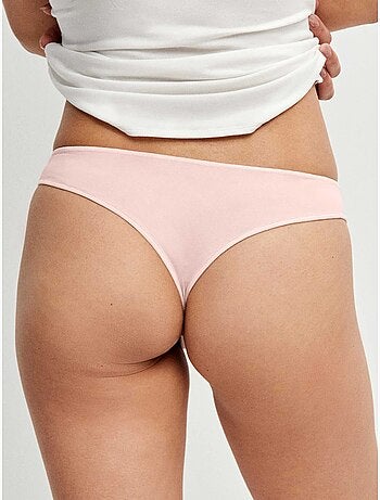 Pack de 3 bragas brasileñas en tejido de algodón con detalle de encaje