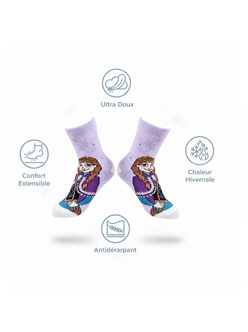 Pack di Calzini Antiscivolo Bambina DISNEY - LA REGINA DEI GHIACCI (Confezione da 4) Bianco Malva - Kiabi
