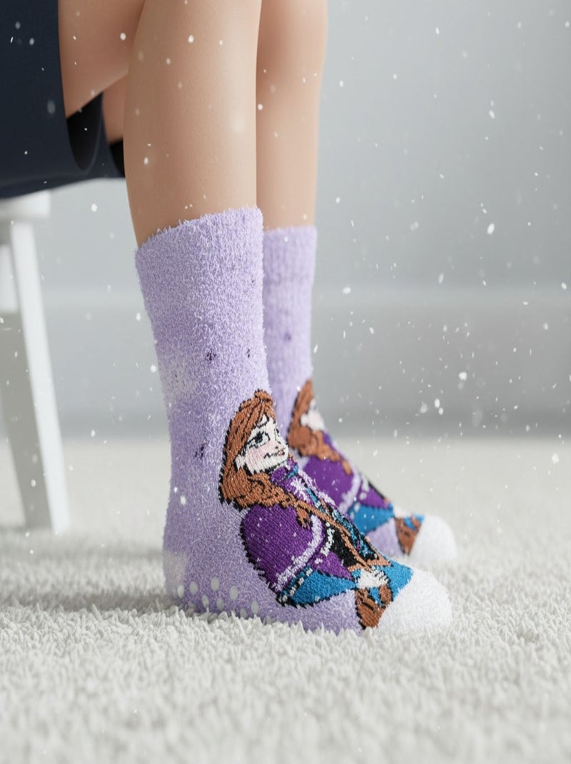 Pack di Calzini Antiscivolo Bambina DISNEY - LA REGINA DEI GHIACCI (Confezione da 4) Bianco Malva - Kiabi
