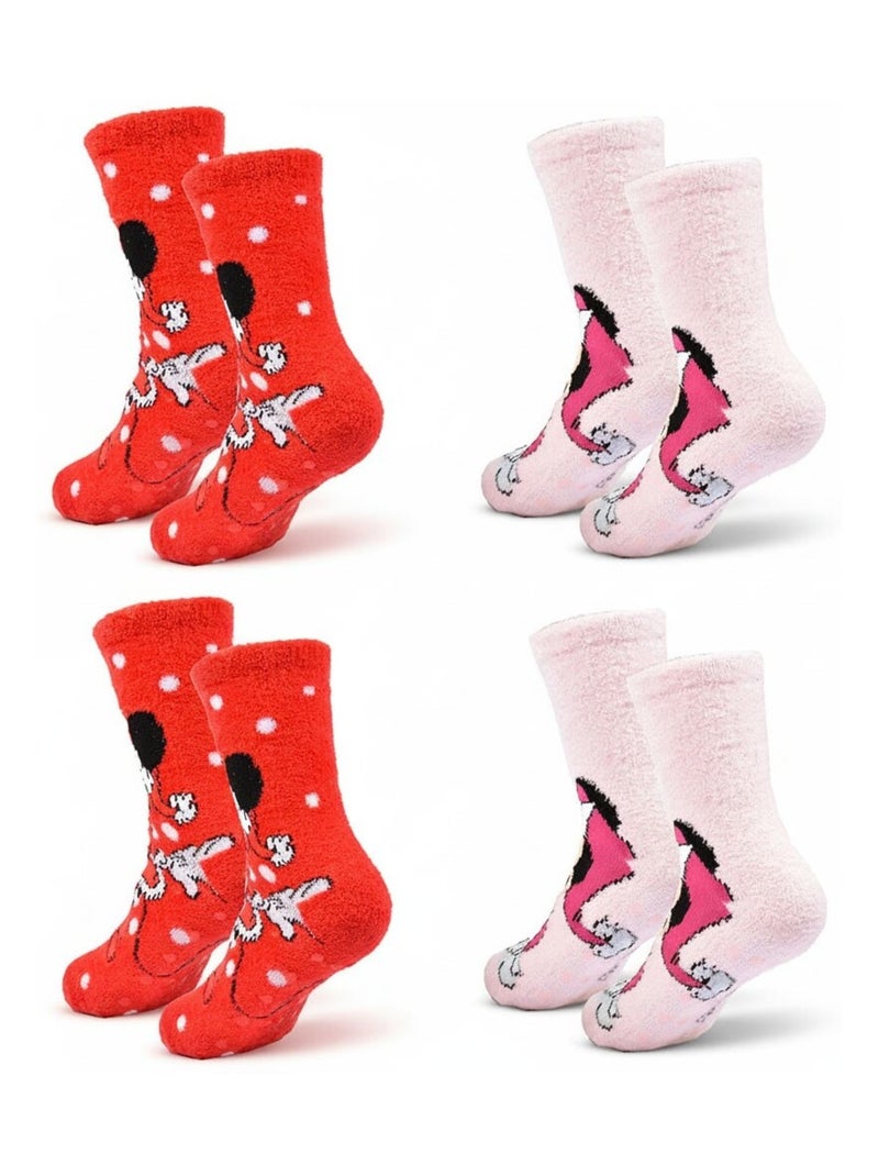 Pack di Calzini Antiscivolo Bambina Disney MINNIE (Confezione da 4) Rosa rosso - Kiabi