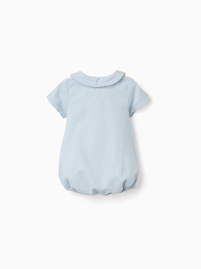 Pagliaccetto a manica corta in cotone e lino Blu chiaro - Kiabi