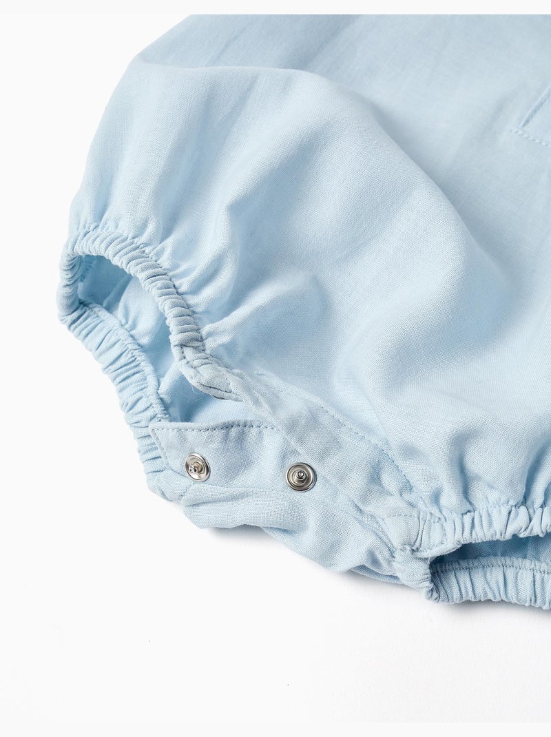 Pagliaccetto a manica corta in cotone e lino Blu chiaro - Kiabi