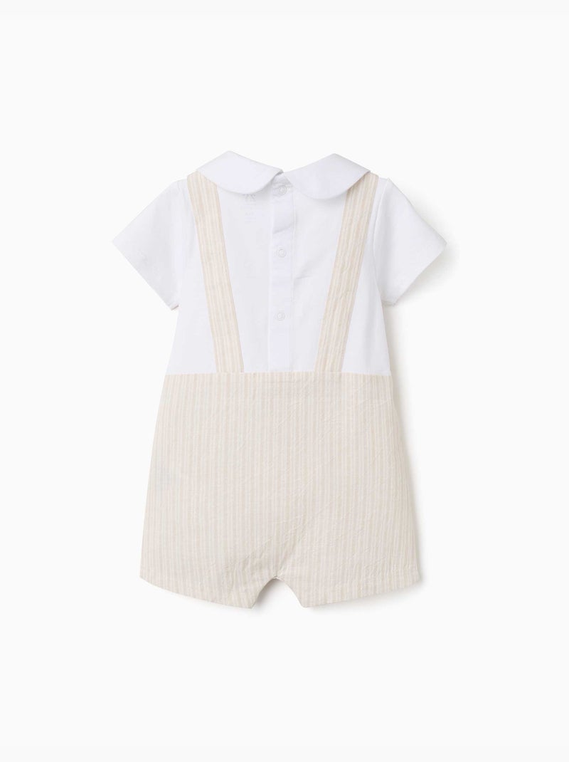 Pagliaccetto a righe in cotone e lino Beige chiaro - Kiabi