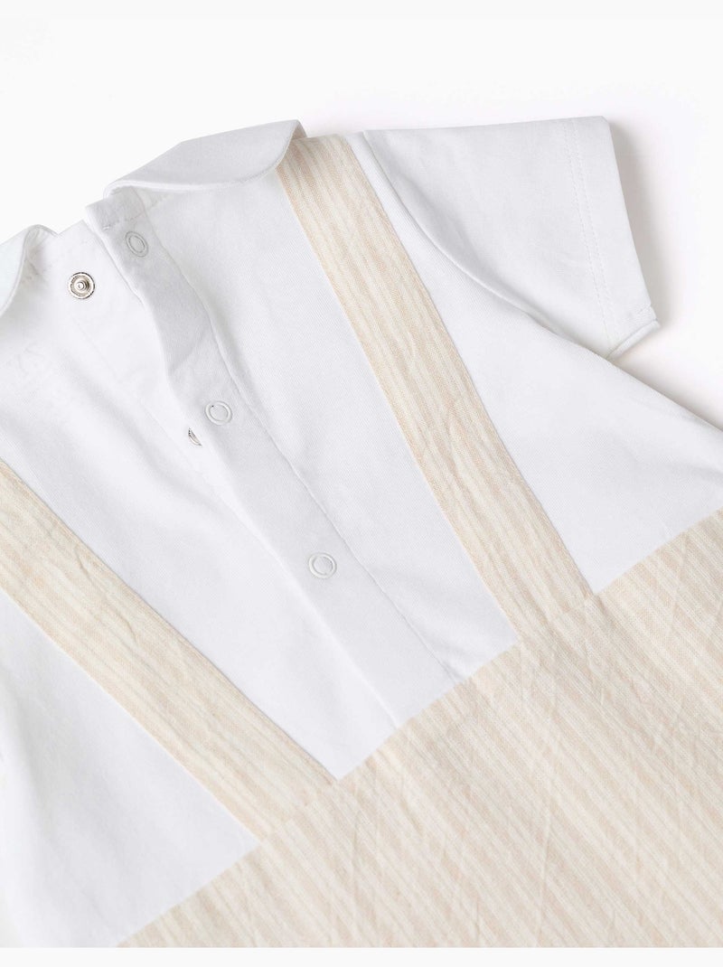 Pagliaccetto a righe in cotone e lino Beige chiaro - Kiabi