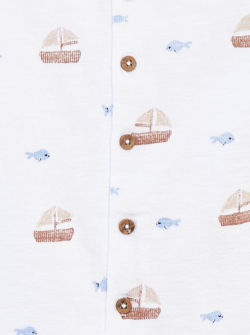 Pagliaccetto corto in french terry con motivi Bianco - Kiabi