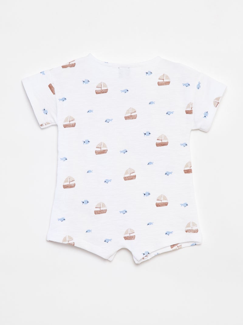 Pagliaccetto corto in french terry con motivi Bianco - Kiabi