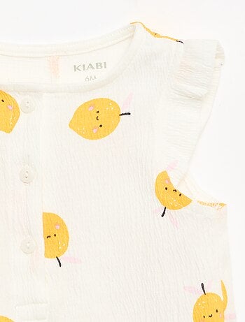 Tutina corta in jersey di cotone con volant sulle maniche