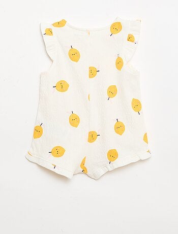 Tutina corta in jersey di cotone con volant sulle maniche