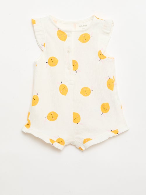 Pagliaccetto corto in jersey di cotone con volant sulle maniche - Kiabi