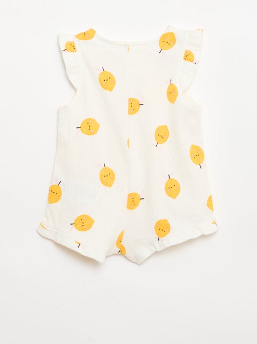 Pagliaccetto corto in jersey di cotone con volant sulle maniche - Kiabi