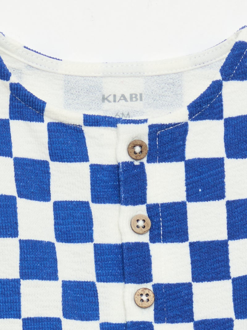 Pagliaccetto in baby Terry a quadretti Blu - Kiabi