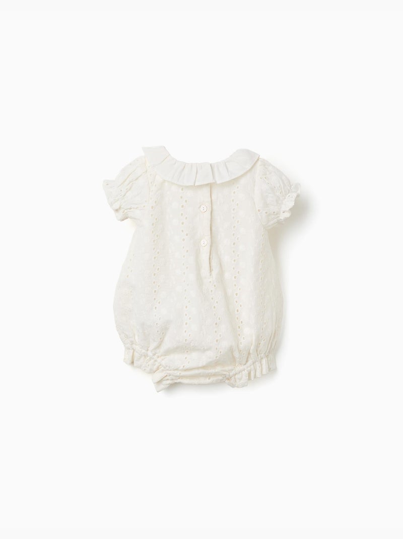 Pagliaccetto in cotone con ricamo inglese Bianco - Kiabi