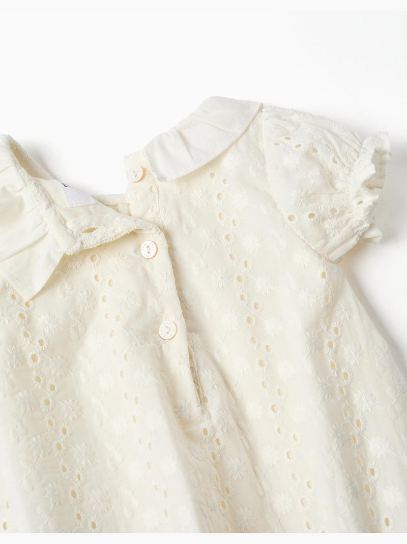 Pagliaccetto in cotone con ricamo inglese Bianco - Kiabi