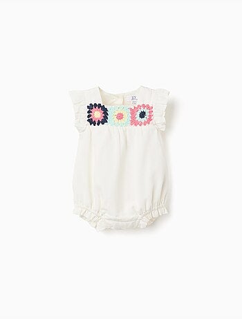 Pagliaccetto in cotone e lino con crochet