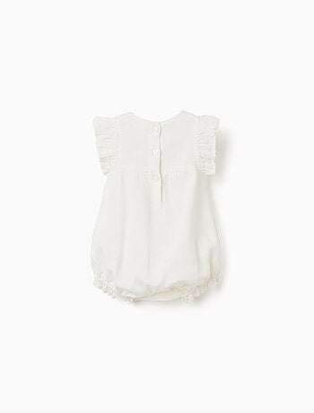 Pagliaccetto in cotone e lino con crochet