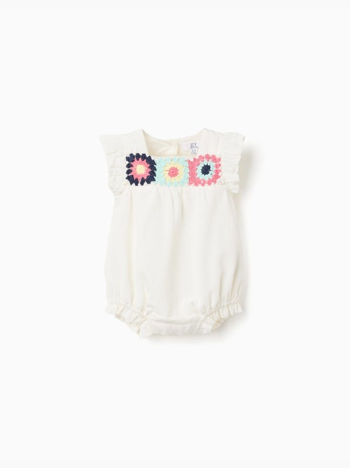 Pagliaccetto in cotone e lino con crochet - Kiabi