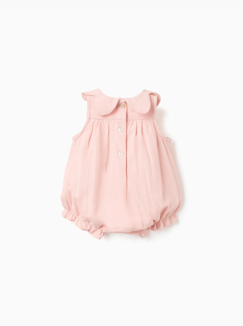 Pagliaccetto in cotone e lino con volant B&S Rosa chiaro - Kiabi