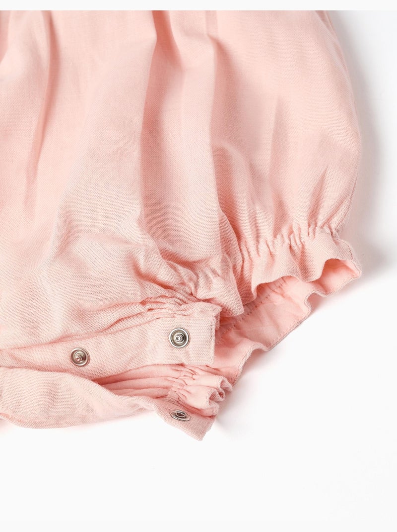 Pagliaccetto in cotone e lino con volant B&S Rosa chiaro - Kiabi