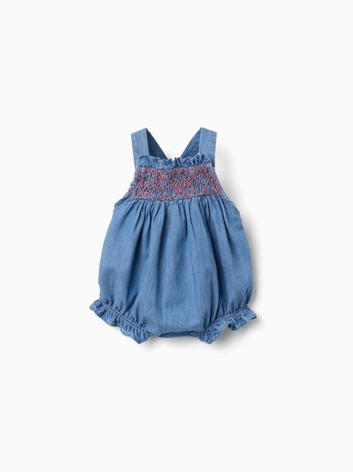 Pagliaccetto in denim con ricamo e volant - Kiabi