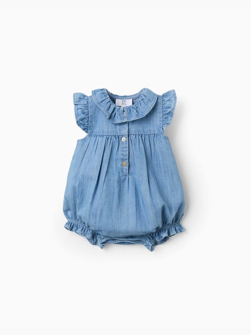 Pagliaccetto in jeans senza maniche con volant - Kiabi