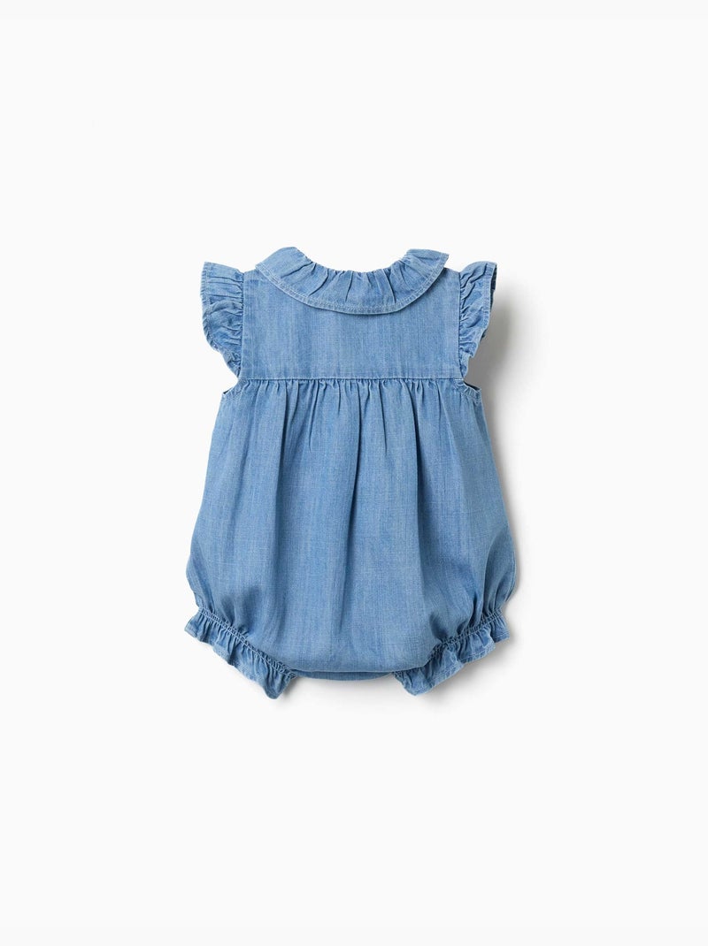 Pagliaccetto in jeans senza maniche con volant Blu Blu - Kiabi