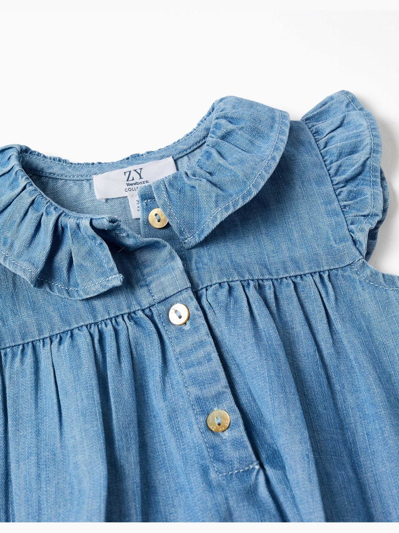 Pagliaccetto in jeans senza maniche con volant Blu Blu - Kiabi