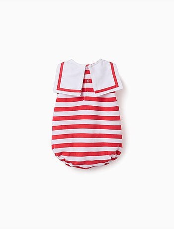 Pagliaccetto in maglia a righe con colletto alla marinara