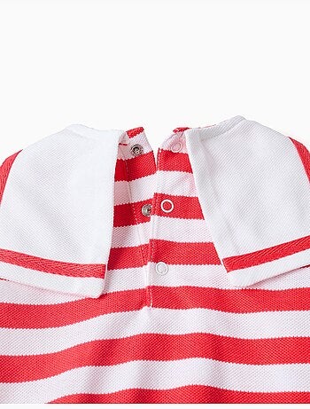 Pagliaccetto in maglia a righe con colletto alla marinara